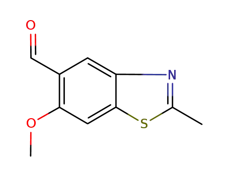 Molecular Structure of 163257-32-7 (5-Benzothiazolecarboxaldehyde,6-methoxy-2-methyl-(9CI))