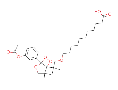 Molecular Structure of 594859-89-9 (1-(3-acetoxyphenyl)-5-(13-carboxy-1,1-dimethyl-3-oxatridecan-1-yl)-4,4-dimethyl-2,6,7-trioxabicyclo[3.2.0]heptane)