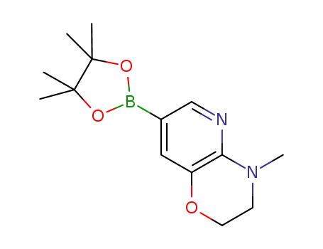 Molecular Structure of 910037-15-9 (4-Methyl-3,4-dihydro-2H-pyrido[3,2-b][1,4]oxazine-7-boronic acid, pinacol ester)