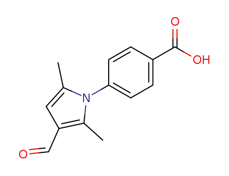 Molecular Structure of 52034-38-5 (4-(3-FORMYL-2,5-DIMETHYL-1H-PYRROL-1-YL)BENZENECARBOXYLIC ACID)