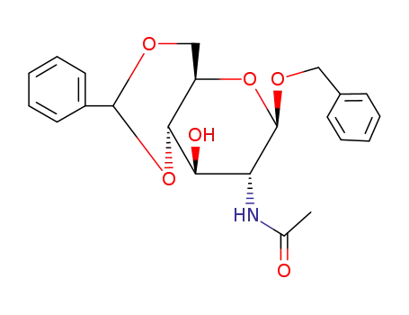 Molecular Structure of 13343-61-8 (BENZYL 2-ACETAMIDO-4,6-O-BENZYLIDENE-2-DEOXY-BETA-D-GLUCOPYRANOSIDE)