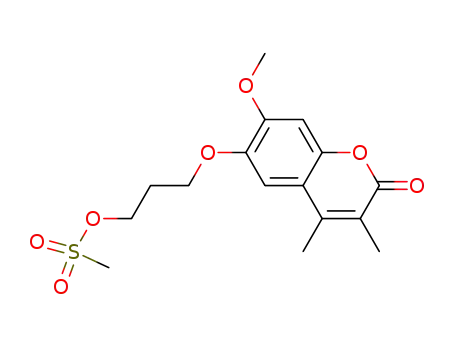 Molecular Structure of 145575-10-6 (2H-1-Benzopyran-2-one,
7-methoxy-3,4-dimethyl-6-[3-[(methylsulfonyl)oxy]propoxy]-)