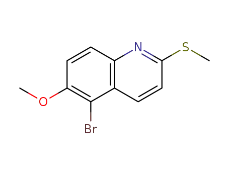 Molecular Structure of 398456-64-9 (Quinoline, 5-bromo-6-methoxy-2-(methylthio)-)
