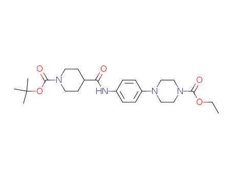 Molecular Structure of 193902-67-9 (4-[[[4-[4-(ethyloxycarbonyl)-1-piperazinyl]phenyl]amino]carbonyl]-1-t-butyloxycarbonyl-piperidine)