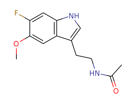 62106-00-7,6-Fluoromelatonin,N-[2-(6-fluoro-5-methoxy-indol-3-yl)-ethyl]-acetamide;N-[2-(5-methoxy-6-fluoroindol-3-yl)ethyl]acetamide;6-Fluormelatonin;N-(2-(6-Fluoro-5-methoxy-1H-indol-3-yl)ethyl)acetamide;ACETAMIDE,N-(2-(6-FLUORO-5-METHOXY-1H-INDOL-3-YL)ETHYL);6-Fluoromelatonin;