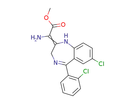Molecular Structure of 59469-20-4 (Acetic acid,
amino[7-chloro-5-(2-chlorophenyl)-1,3-dihydro-2H-1,4-benzodiazepin-2
-ylidene]-, methyl ester)
