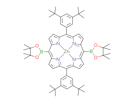 Molecular Structure of 1039027-73-0 (5,15-bis[3,5-di(tert-butyl)phenyl]-10,20-bis(4,4,5,5-tetramethyl-[1,3,2]dioxaborolan-2-yl)porphyrinato-N<sup>(21)</sup>,N<sup>(22)</sup>,N<sup>(23)</sup>,N<sup>(24)</sup>zinc(II))