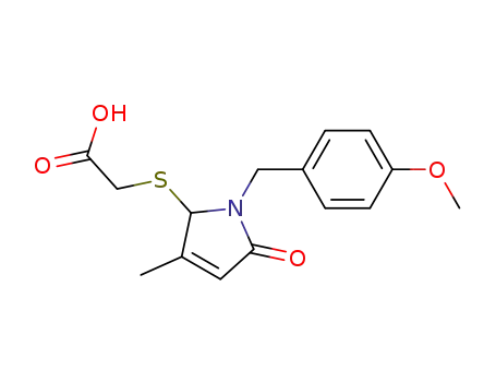 Molecular Structure of 935689-82-0 ([1-(4-Methoxybenzyl)-3-methyl-5-oxo-2,5-dihydro-1H-pyrrol-2-ylsulfanyl]-acetic acid)