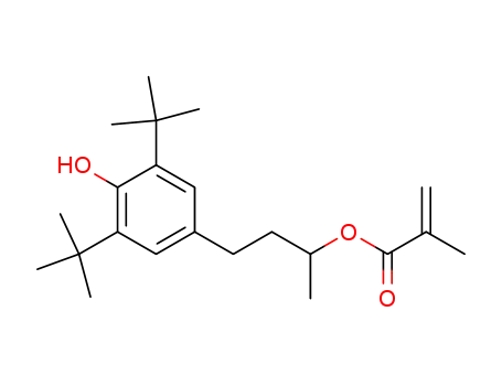 Molecular Structure of 61360-97-2 (2-Propenoic acid, 2-methyl-,
3-[3,5-bis(1,1-dimethylethyl)-4-hydroxyphenyl]-1-methylpropyl ester)