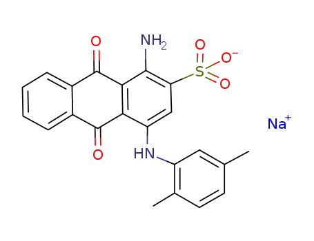 Molecular Structure of 71550-19-1 (1-Amino-4-[(2,5-dimethylphenyl)amino]-9,10-dihydro-9,10-dioxo-2-anthracenesulfonic acid sodium salt)