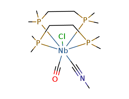 Molecular Structure of 126296-34-2 ({niobium(I)(methyl isocyanide)(CO)(1,2-bis(dimethylphosphino)ethane)2Cl})