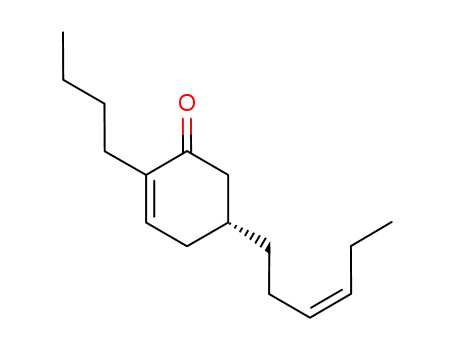 Molecular Structure of 1079832-56-6 ((5R)-2-butyl-5-(3Z-hexenyl)-cyclohex-2-en-1-one)