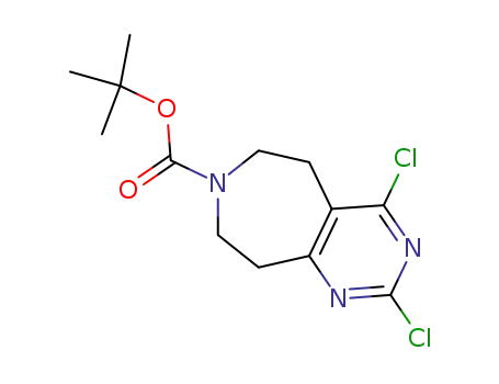 Molecular Structure of 1065114-27-3 (Tert-butyl 2,4-dichloro-8,9-dihydro-5H-pyrimido[4,5-d]azepine-7(6H)-carboxylate)