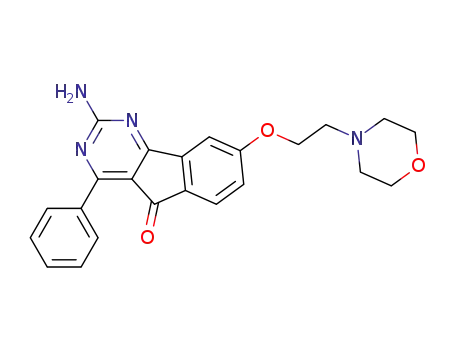 Molecular Structure of 1147271-25-7 (2-amino-8-(2-morpholinoethoxy)-4-phenyl-5H-indeno[1,2-d]pyrimidin-5-one)