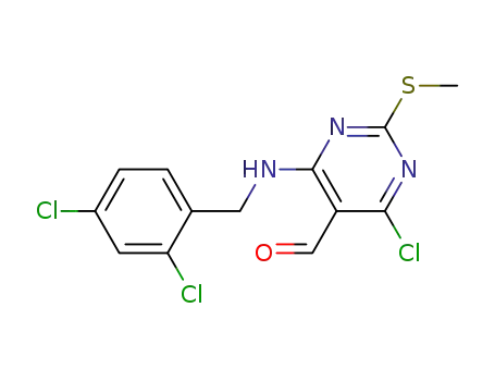 4-chloro-6-(2,4-dichlorobenzylamino)-2-methylsulfanylpyrimidine-5-carbaldehyde