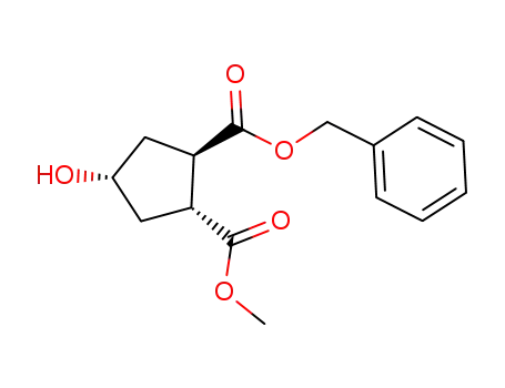 Molecular Structure of 1042695-89-5 ((1R,2R,4S)-1-benzyl 2-methyl 4-hydroxycyclopentane-1,2-dicarboxylate)