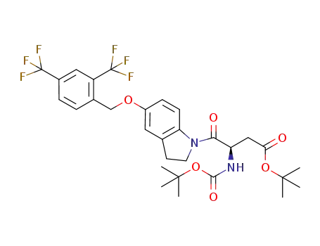 4-[5-[[2,4-bis(trifluoromethyl)benzyl]oxy]-2,3-dihydro-1H-indol-1-yl]-(3R)-[N-(tert-butoxycarbonyl)amino]-4-oxobutyric acid tert-butyl ester
