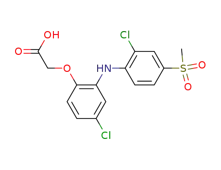 Molecular Structure of 847148-64-5 (Acetic acid,
[4-chloro-2-[[2-chloro-4-(methylsulfonyl)phenyl]amino]phenoxy]-)