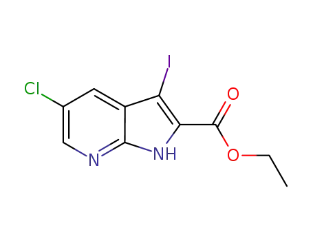Molecular Structure of 1132610-98-0 (1H-Pyrrolo[2,3-b]pyridine-2-carboxylic acid, 5-chloro-3-iodo-, ethyl ester)