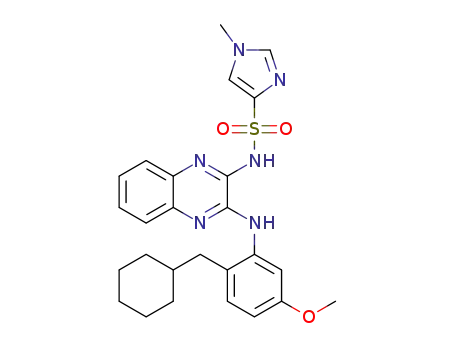 Molecular Structure of 1050514-83-4 (N-(3-{[2-(cyclohexylmethyl)-5-methoxyphenyl]amino}quinoxalin-2-yl)-1-methyl-1H-imidazole-4-sulfonamide)