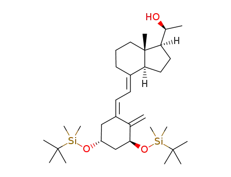 Molecular Structure of 204520-81-0 ((1S)-1-((3aS,7aS,E)-4-((Z)-2-((3S,5R)-3,5-bis((tert-butyldimethysilyl)oxy)-2-methylenecyclohexylidene)ethylidene)-7a-methyloctahydro-1H-inden-1-yl)ethanol)