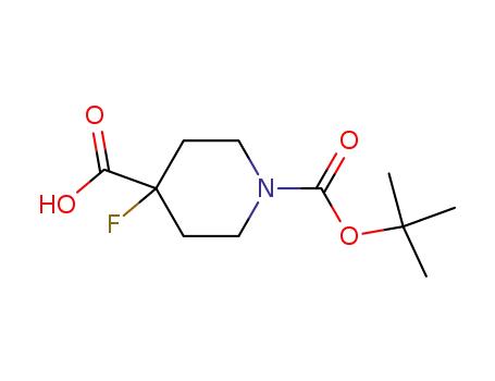Molecular Structure of 614731-04-3 (1-Boc-4-fluoro-4-piperidinecarboxylic acid)