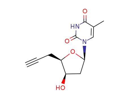 Molecular Structure of 1048636-94-7 (2',5'-dideoxy-5'-ethynyl-3'-epi-thymidine)
