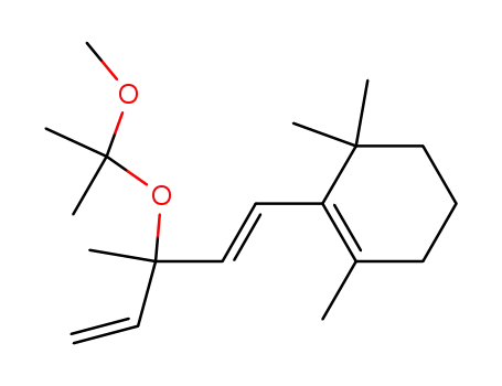 Molecular Structure of 1196448-69-7 (2-[(E)-3-(1-methoxy-1-methyl-ethoxy)-3-methyl-penta-1,4-dienyl]-1,3,3-trimethyl-cyclohexene)