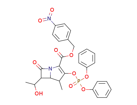 Molecular Structure of 93711-81-0 (1-Azabicyclo[3.2.0]hept-2-ene-2-carboxylic acid,
3-[(diphenoxyphosphinyl)oxy]-6-(1-hydroxyethyl)-4-methyl-7-oxo-,
(4-nitrophenyl)methyl ester)