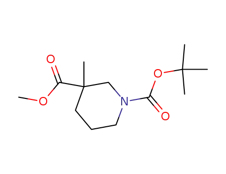 Molecular Structure of 888952-55-4 (1,3-Piperidinedicarboxylic acid, 3-methyl-, 1-(1,1-dimethylethyl) 3-methyl ester)