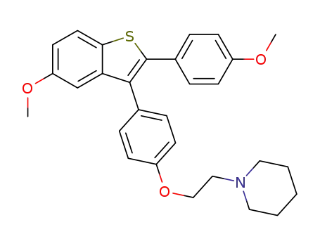 Molecular Structure of 1261352-32-2 (5-methoxy-2-(4-methoxyphenyl)-3-{4-[ 2-(1-piperidinyl)ethoxy]phenyl}benzo[b]thiophene)