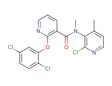 Molecular Structure of 1224638-77-0 (N-(2-chloro-4-methylpyridin-3-yl)-2-(2,5-dichlorophenoxy)-N-methylnicotinamide)