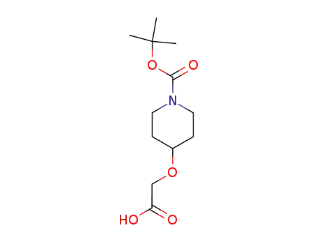 Molecular Structure of 161948-70-5 (1-Piperidinecarboxylicacid, 4-(carboxymethoxy)-, 1-(1,1-dimethylethyl) ester)