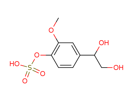 3415-67-6,4-(1,2-dihydroxyethyl)-2-methoxy-1-sulfooxy-benzene,1,2-Ethanediol,1-(4-hydroxy-3-methoxyphenyl)-, 4-(hydrogen sulfate) (7CI,8CI);(3-Methoxy-4-hydroxyphenyl)ethylene glycol sulfate;(3-Methoxy-4-hydroxyphenyl)glycol O-sulfate; (3-Methoxy-4-hydroxyphenyl)glycolsulfate ester; 3-Methoxy-4-hydroxyphenylglycol 4-sulfate; MOPEG sulfate