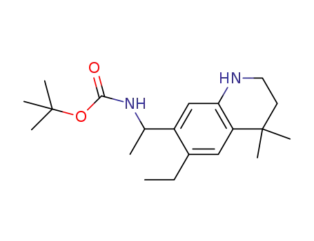 Molecular Structure of 1254928-30-7 ([1-(6-ethyl-4,4-dimethyI-1,2,3,4-tetrahydro-quinolin-7-yl)-ethyl]-carbamic acid tert-butyl ester)