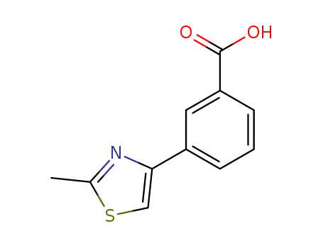 Molecular Structure of 28077-41-0 (3-(2-METHYL-1,3-THIAZOL-4-YL)BENZOIC ACID)