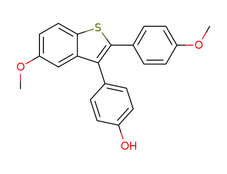 Molecular Structure of 1135317-03-1 (3-(4-hydroxyphenyl)-5-methoxy-2-(4-methoxyphenyl)benzo[b]thiophene)