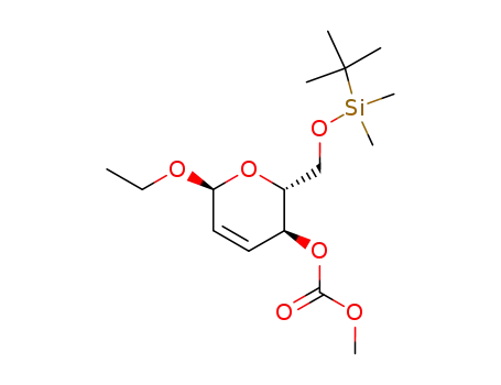 Molecular Structure of 187990-50-7 (ethyl 6-O-(tert-butyldimethylsilyl)-4-O-methoxycarbonyl-2,3-dideoxy-α-D-erythro-hex-2-enopyranoside)