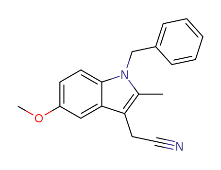 Molecular Structure of 60011-55-4 (2-(1-benzyl-5-methoxy-2-methyl-indol-3-yl)acetonitrile)