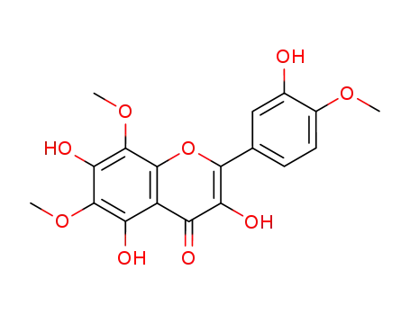 Molecular Structure of 1171-97-7 (4H-1-Benzopyran-4-one,3,5,7-trihydroxy-2-(3-hydroxy-4-methoxyphenyl)-6,8-dimethoxy-)