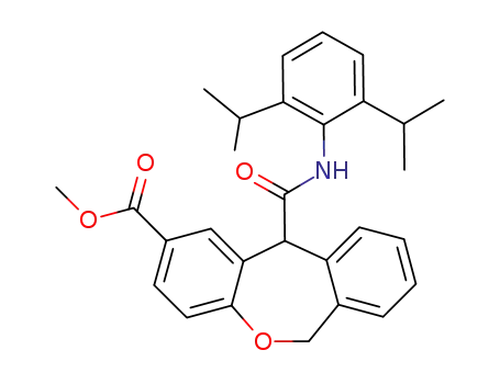 Molecular Structure of 144170-16-1 (methyl 11-{[2,6-bis(1-methylethyl)phenyl]carbamoyl}-6,11-dihydrodibenzo[b,e]oxepine-2-carboxylate)
