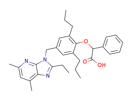 153275-22-0,alpha-((1-((2-ethyl-5,7-dimethylimidazo(4,5-b)pyridin-3-yl)methyl)-3,5-dipropylphenyl-4-yl)oxy)phenylacetic acid,Benzeneaceticacid, a-[4-[(2-ethyl-5,7-dimethyl-3H-imidazo[4,5-b]pyridin-3-yl)methyl]-2,6-dipropylphenoxy]-,(?à)-; 3H-Imidazo[4,5-b]pyridine,benzeneacetic acid deriv.; L 159882