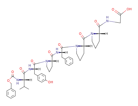 Molecular Structure of 90315-40-5 (Glycine,
N-[1-[1-[N-[1-[N-[N-[(phenylmethoxy)carbonyl]-L-valyl]-L-tyrosyl]-L-prolyl]-L
-phenylalanyl]-L-prolyl]-L-prolyl]-)