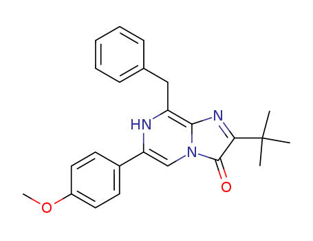 Molecular Structure of 156686-47-4 (Imidazo[1,2-a]pyrazin-3(7H)-one,
2-(1,1-dimethylethyl)-6-(4-methoxyphenyl)-8-(phenylmethyl)-)