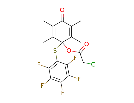 Molecular Structure of 335642-28-9 (1-(2,3,4,5,6-pentafluorophenylthio)-2,3,5,6-tetramethyl-4-oxocyclohexa-2,5-dienyl 2-chloroacetate)