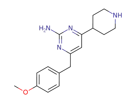 Molecular Structure of 198554-72-2 (4-(4-methoxybenzyl)-6-piperidin-4-ylpyrimidin-2-amine)
