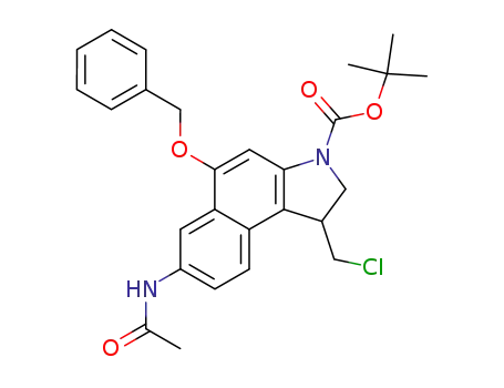 Molecular Structure of 261763-56-8 (3H-Benz[e]indole-3-carboxylic acid,
7-(acetylamino)-1-(chloromethyl)-1,2-dihydro-5-(phenylmethoxy)-,
1,1-dimethylethyl ester)