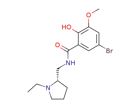Molecular Structure of 128600-22-6 ((-)-(S)-5-BROMO-N-[(1-ETHYL-2-PYRROLIDINYL)METHYL]-2-HYDROXY-3-METHOXYBENZAMIDE)