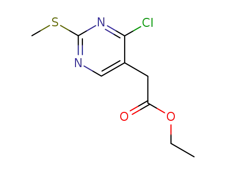 Molecular Structure of 61727-34-2 (5-PYRIMIDINEACETIC ACID, 4-CHLORO-2-(METHYLTHIO)-, ETHYL ESTER)