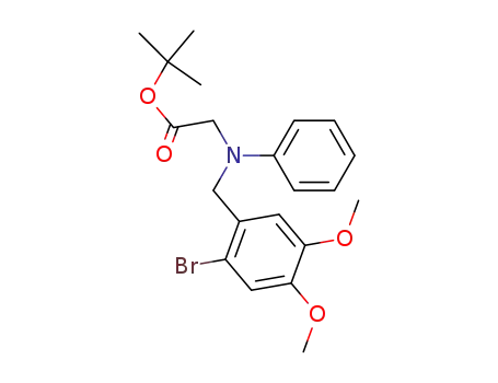Molecular Structure of 401503-94-4 (Glycine, N-[(2-bromo-4,5-dimethoxyphenyl)methyl]-N-phenyl-,
1,1-dimethylethyl ester)